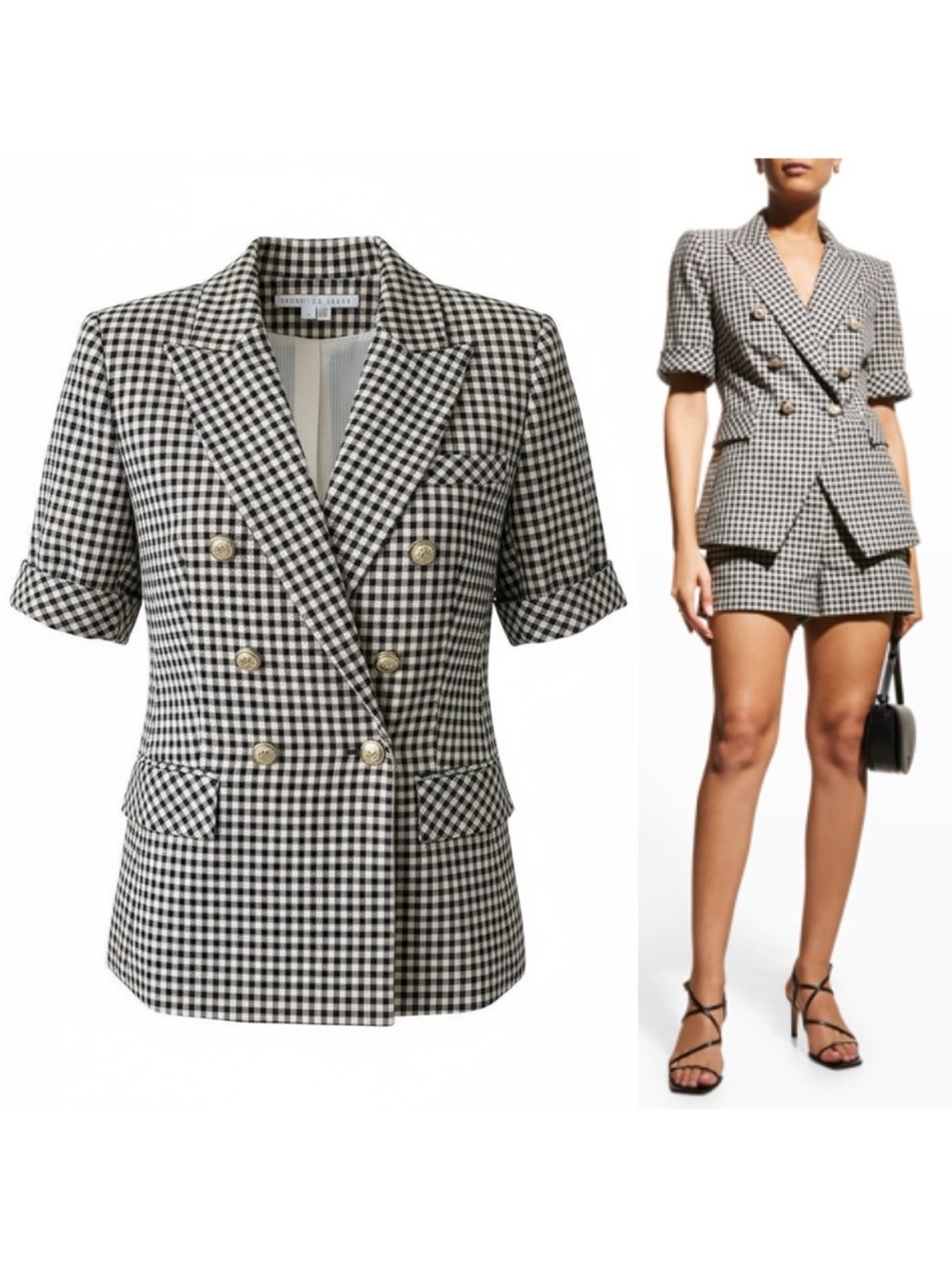 VERONICA BEARD Check Plaid Jenny Dickey Jacket Gingham Navy Ecru Size 8